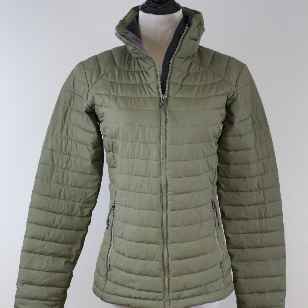 Columbia Omni-Heat Down Jacket Women XS Olive Green Puffer Coat‎